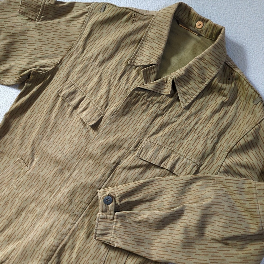 VTG East German NVA Field Jacket Mens M 44 Brown Strichtarn Rain Drop Camo